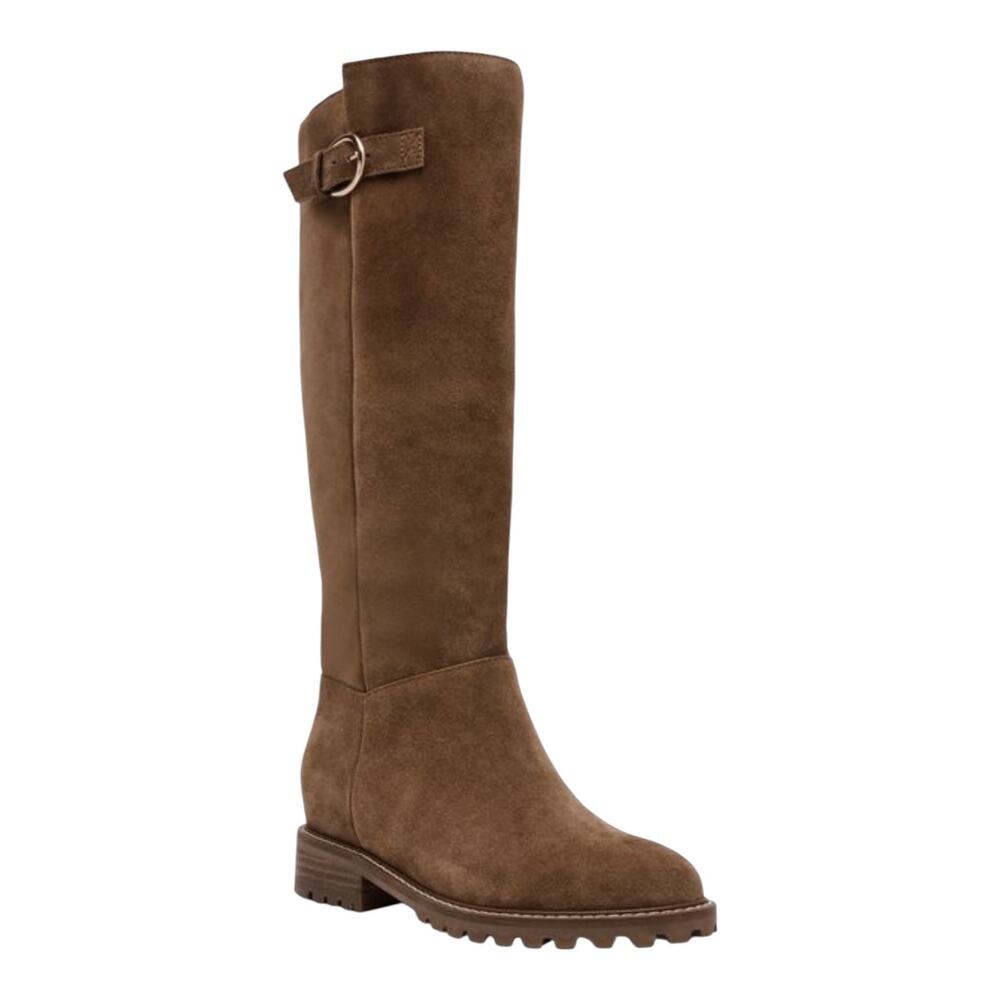 Steve Madden Women's Leary Suede Wide Calf Knee High Boots Taupe Size 7 1/2 - Picture 1 of 4